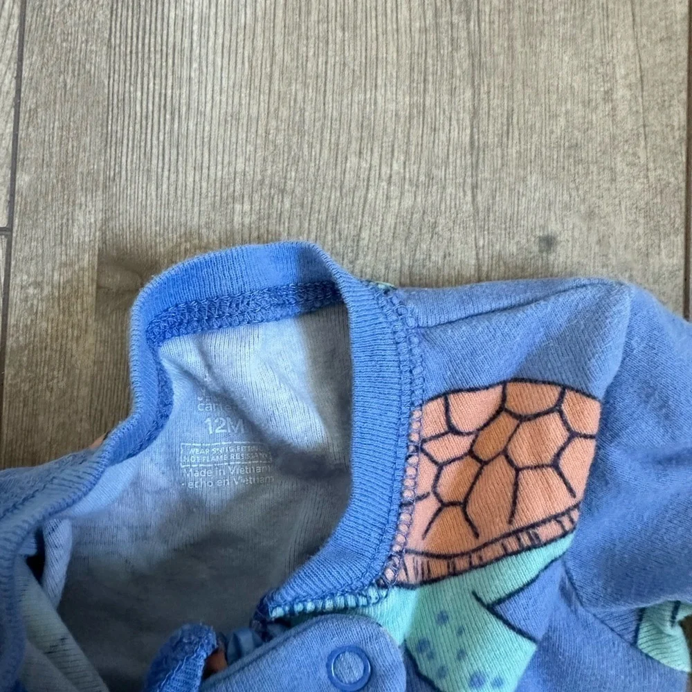 Carter’s Turtle Zip Pajamas Sleep and Play Footies 12 Months Baby Boy